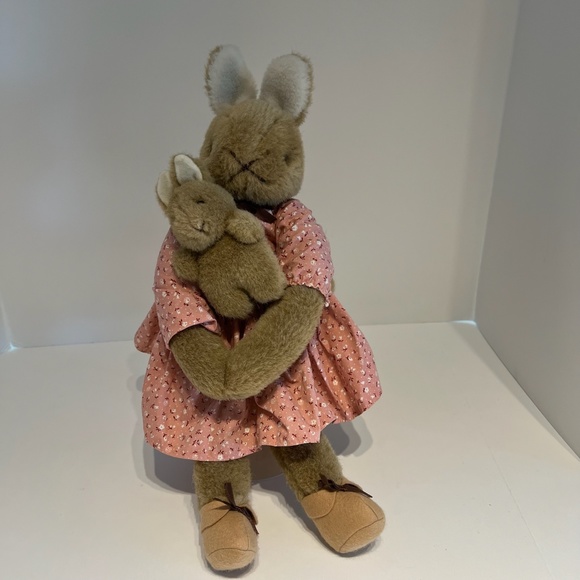 Other - Vintage Charm Plush Mommy With Two Baby Bunnies Stuffed Toy